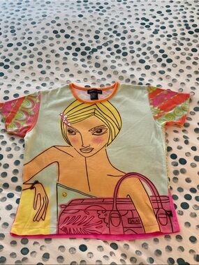 Girls' Graphic Beach Tote Tee in Mint and Pink